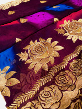 Load image into Gallery viewer, Plum Rose Chiffon Sari