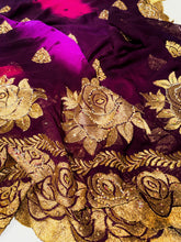Load image into Gallery viewer, Plum Rose Chiffon Sari