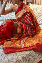 Load image into Gallery viewer, Red Radiance Silk Sari