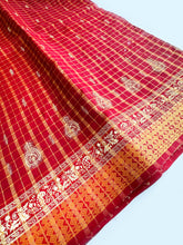 Load image into Gallery viewer, Deep Red Gold Cotton Sari