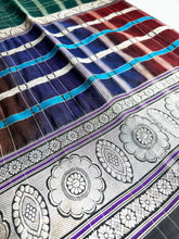 Load image into Gallery viewer, Charcoal and Teal Cotton Sari