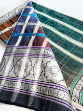 Load image into Gallery viewer, Charcoal and Teal Cotton Sari