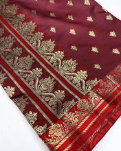 Load image into Gallery viewer, Dark Scarlet Banarasi Sari
