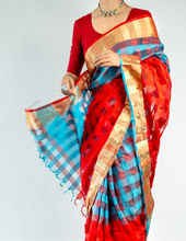 Load image into Gallery viewer, Dyer's Checks Sari