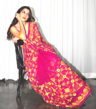 Load image into Gallery viewer, Pink Magenta Chiffon Sari