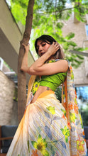 Load image into Gallery viewer, Cantaloupe Chiffon Sari