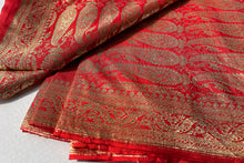 Load image into Gallery viewer, Red Letter Banarasi Silk Sari