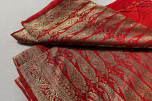 Load image into Gallery viewer, Red Letter Banarasi Silk Sari
