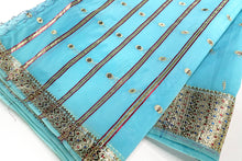 Load image into Gallery viewer, Bright Blue Tissue Silk Sari