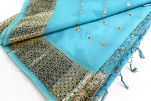 Load image into Gallery viewer, Bright Blue Tissue Silk Sari