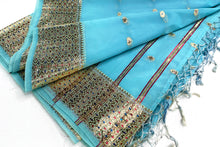 Load image into Gallery viewer, Bright Blue Tissue Silk Sari