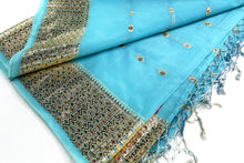 Load image into Gallery viewer, Bright Blue Tissue Silk Sari