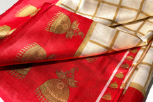 Load image into Gallery viewer, Bengal Red Organza Silk Sari