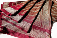 Load image into Gallery viewer, Garnet Banarasi Silk Sari
