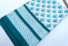 Load image into Gallery viewer, Teal Flowers Silk Sari