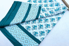 Load image into Gallery viewer, Teal Flowers Silk Sari