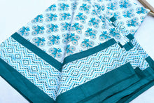 Load image into Gallery viewer, Teal Flowers Silk Sari
