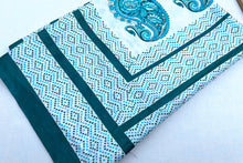 Load image into Gallery viewer, Teal Flowers Silk Sari