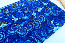 Load image into Gallery viewer, Botanical Blue Silk Sari