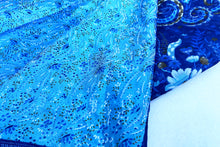 Load image into Gallery viewer, Botanical Blue Silk Sari