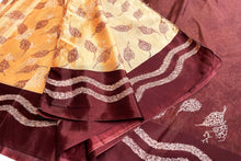 Load image into Gallery viewer, Floral Peach Silk Sari