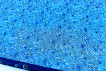 Load image into Gallery viewer, Botanical Blue Silk Sari