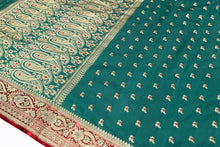 Load image into Gallery viewer, Deep Green Silk Sari