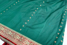Load image into Gallery viewer, Deep Green Silk Sari