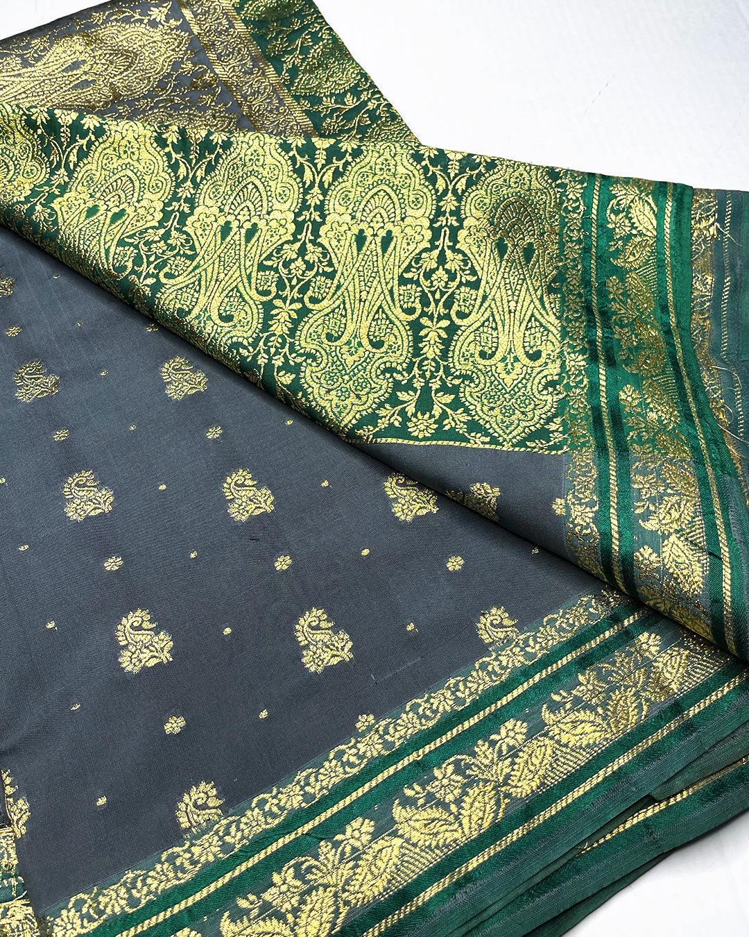 Antique Silver Banarasi Sari