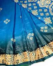 Load image into Gallery viewer, Metallic Blue Ombre Sari
