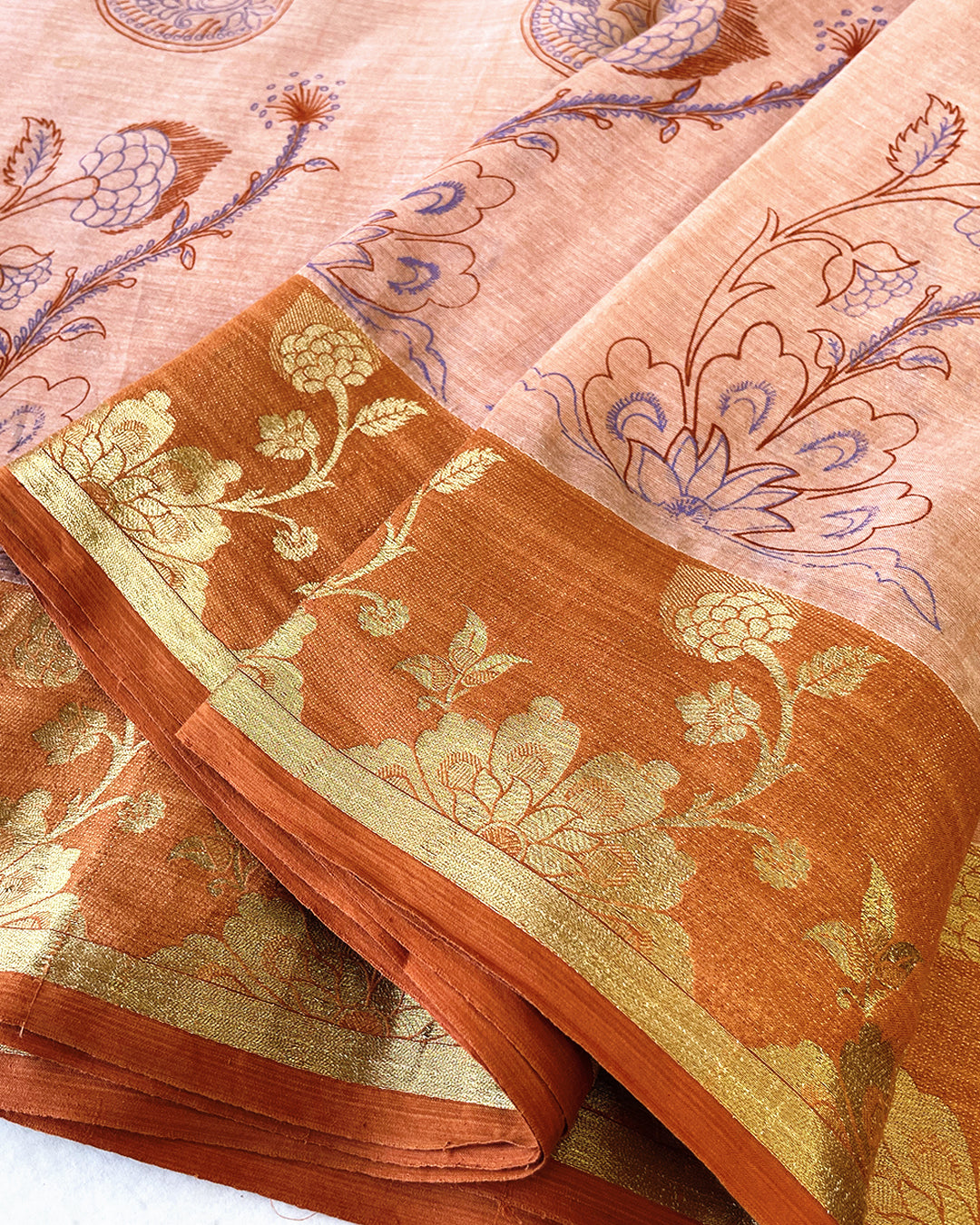 Jasper Orange Cotton Sari