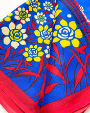 Load image into Gallery viewer, Blue Unfurl Cotton Sari
