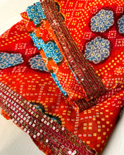 Load image into Gallery viewer, Bright Orange Chunri Sari
