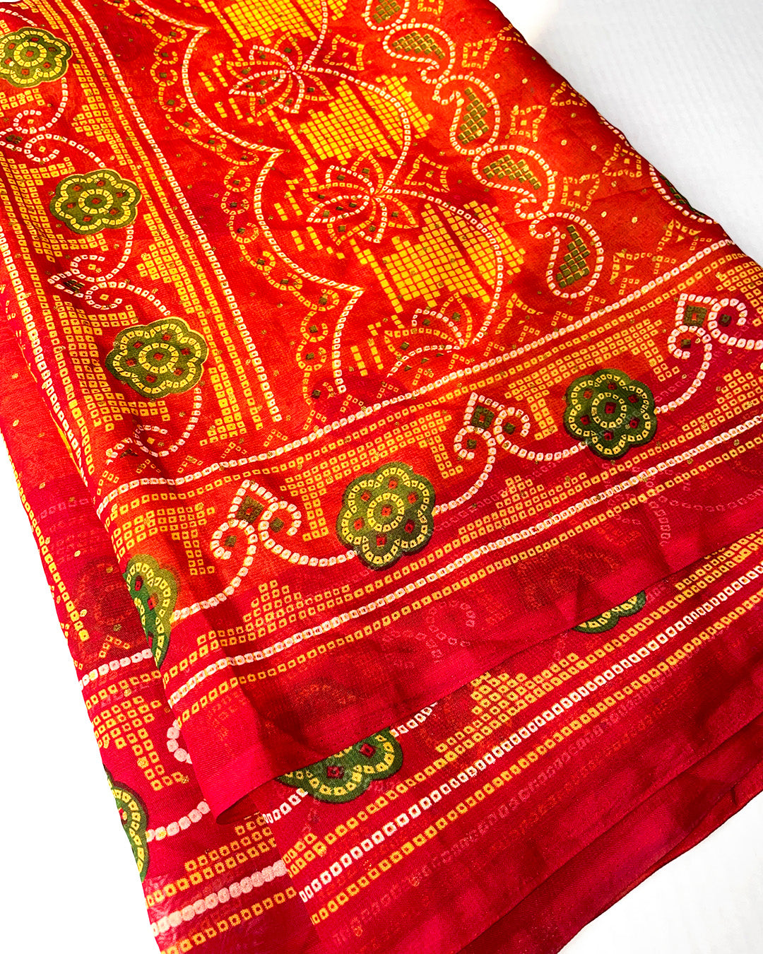 Bright Yellow Chunri Sari – Pomegranate