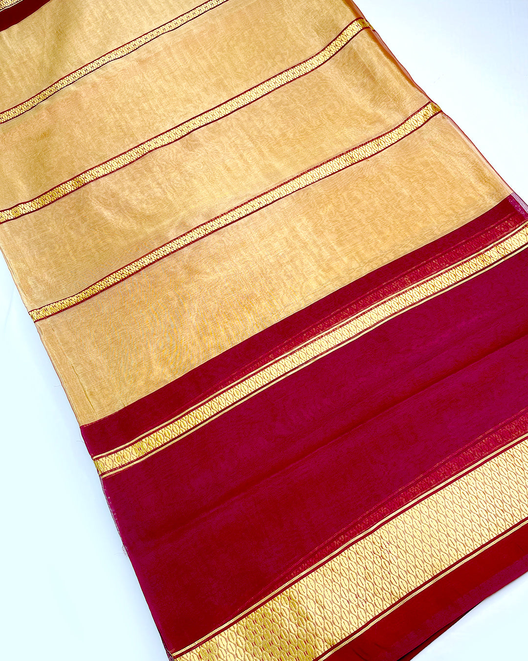 Satin Sheen Gold Sari