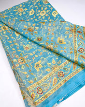 Load image into Gallery viewer, Maya Blue Silk Sari
