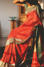 Load image into Gallery viewer, Crimson Royale Silk Sari
