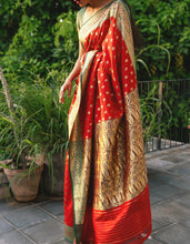 Load image into Gallery viewer, Crimson Royale Silk Sari
