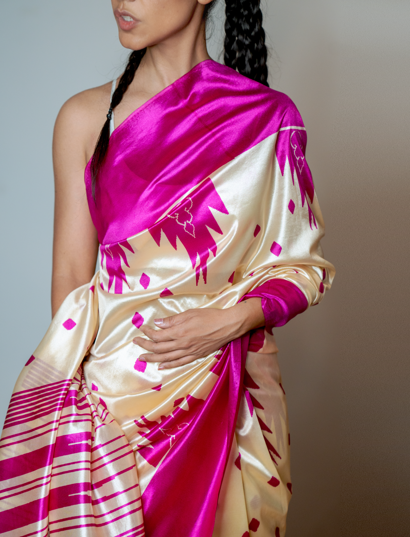 Pink Temple Silk Sari