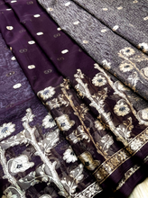Load image into Gallery viewer, Dark Roses Silk Sari
