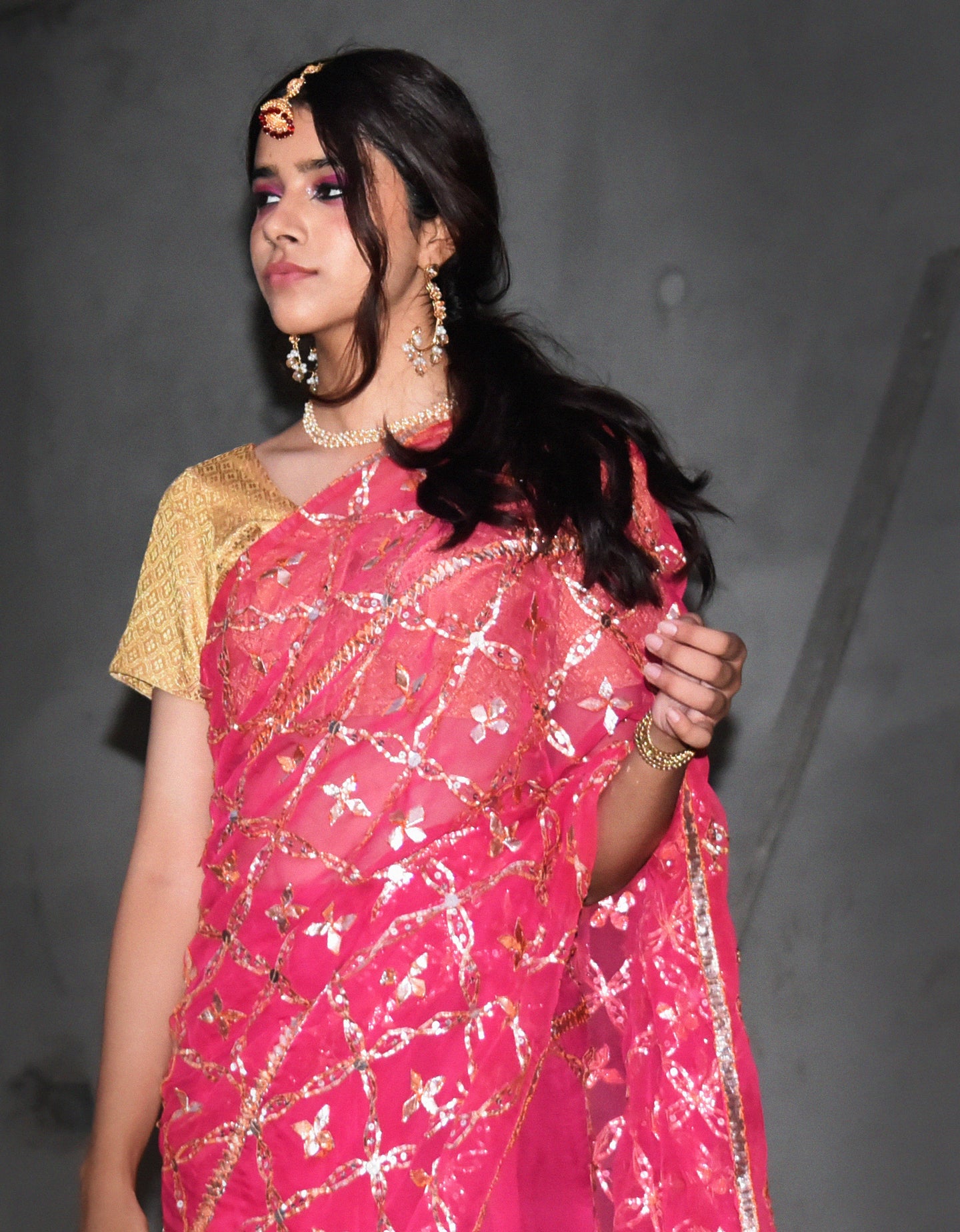 Dazzled Pink Gotta Sari