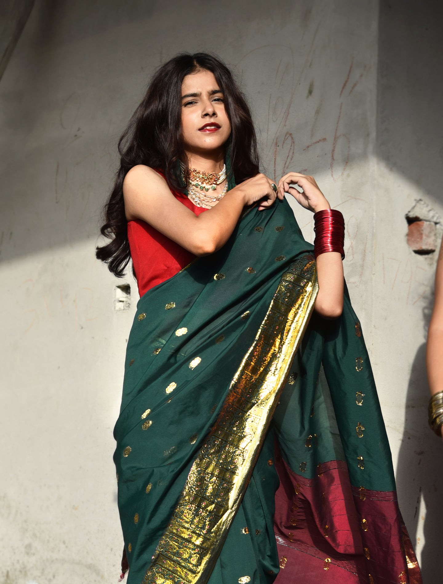 Natural Green Sari