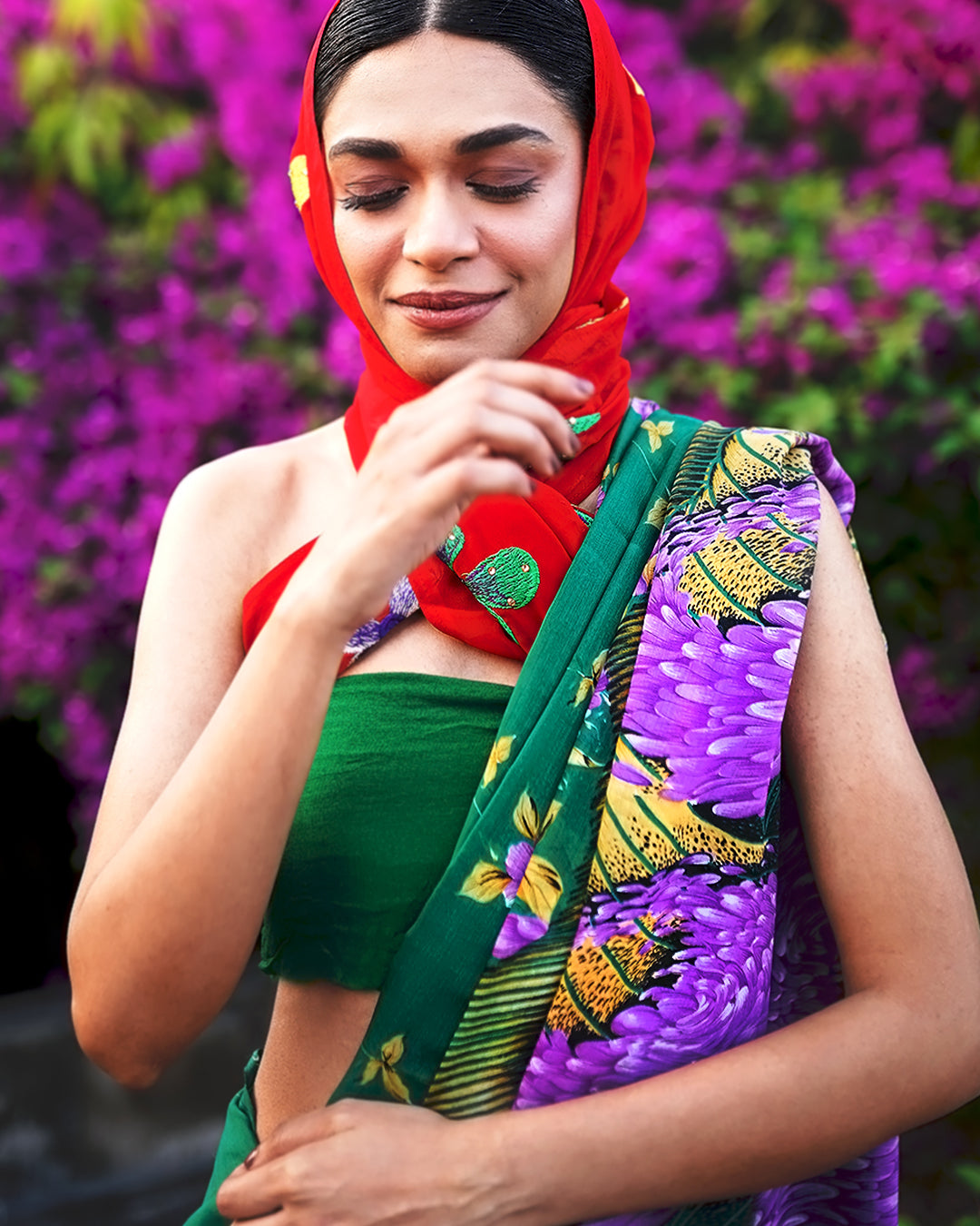 Spring's Heartbeat Chiffon Sari