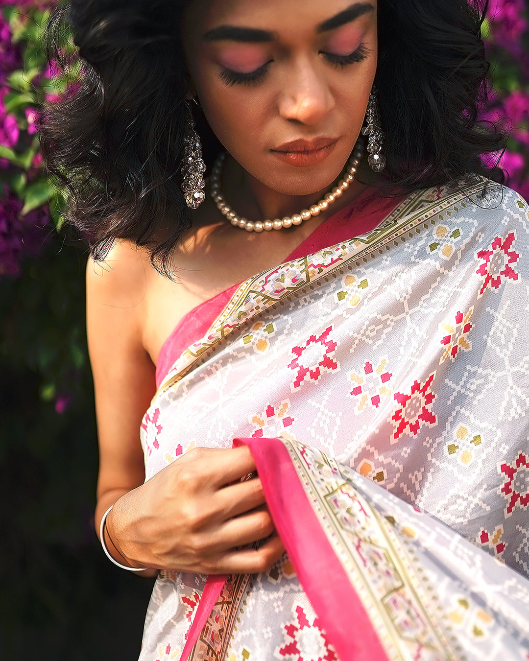 Light Silver Rose Sari