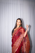 Load image into Gallery viewer, Deep Garnet Gotta Sari
