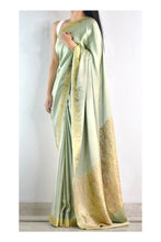 Load image into Gallery viewer, Light Moss Satin Silk Sari
