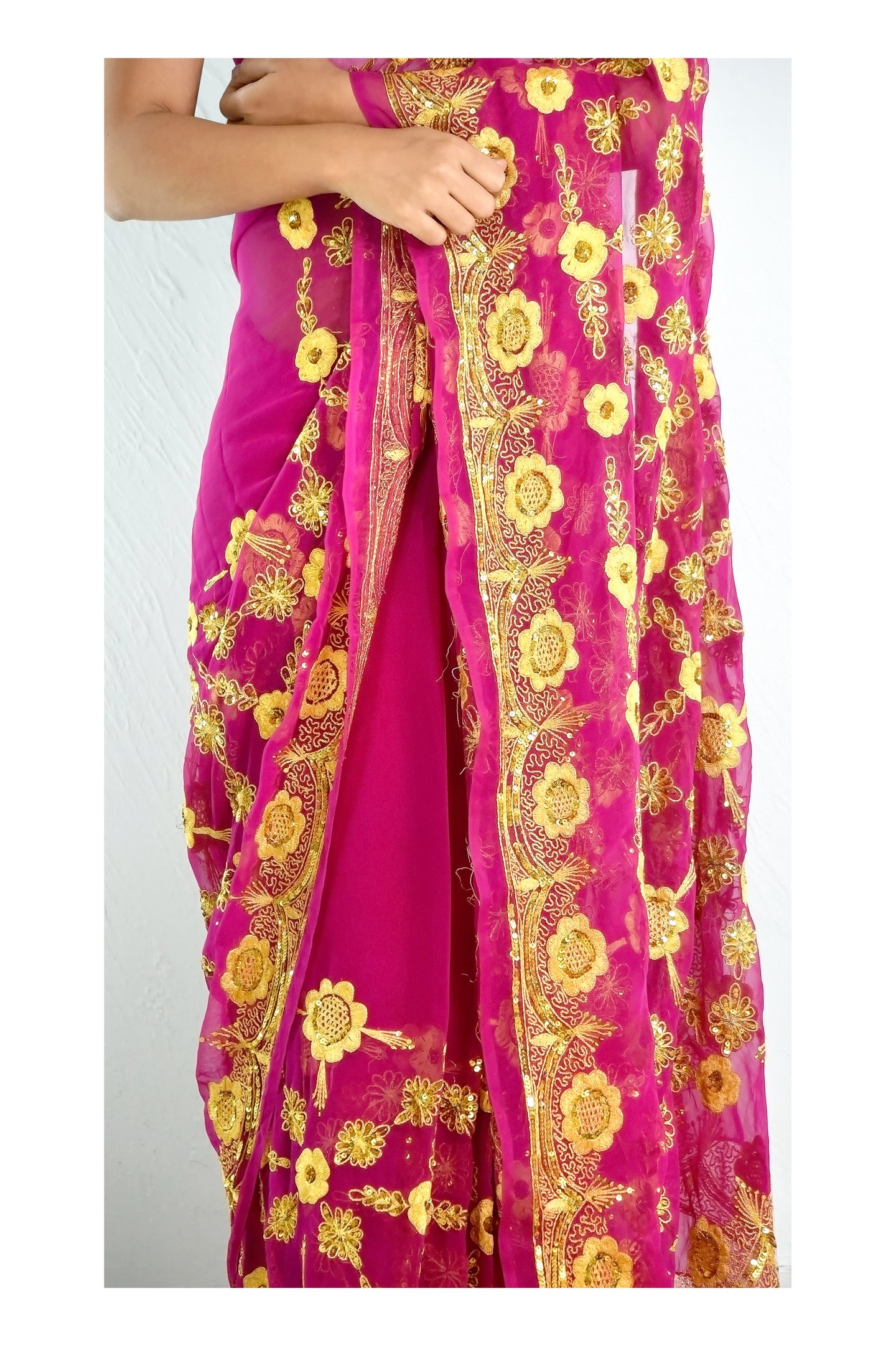 Magenta Embroidered Sari