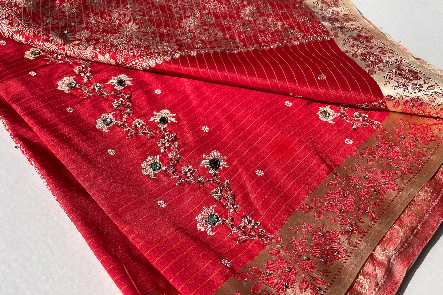 Mughal Red Banarasi Silk Sari