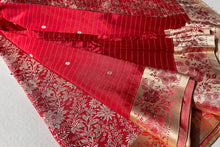 Load image into Gallery viewer, Mughal Red Banarasi Silk Sari
