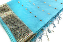 Load image into Gallery viewer, Bright Blue Tissue Silk Sari
